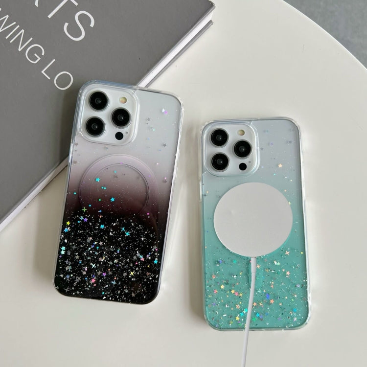 For iPhone 11 Pro Max MagSafe Glitter Hybrid Clear TPU Phone Case(Green) - iPhone 11 Cases by buy2fix | Online Shopping UK | buy2fix