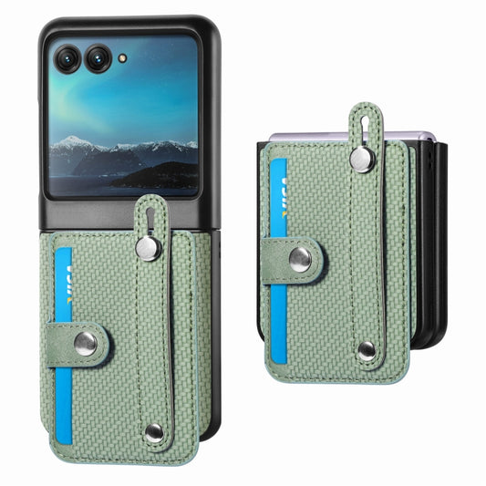 For Motorola Razr 40 Ultra Wristband Kickstand Card Wallet Back Cover Phone Case(Green) - Motorola Cases by buy2fix | Online Shopping UK | buy2fix