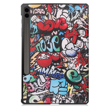 For Samsung Galaxy Tab S9 FE+ 12.4 JUNSUNMAY Custer Painted 3-Fold Stand Leather Smart Tablet Case(Graffiti) - Galaxy Tab S9 FE+ by JUNSUNMAY | Online Shopping UK | buy2fix