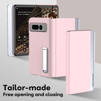 For   Google Pixel Fold Side Electroplating Adsorption Ultra-thin Leather Phone Case(Pink) - Google Cases by buy2fix | Online Shopping UK | buy2fix