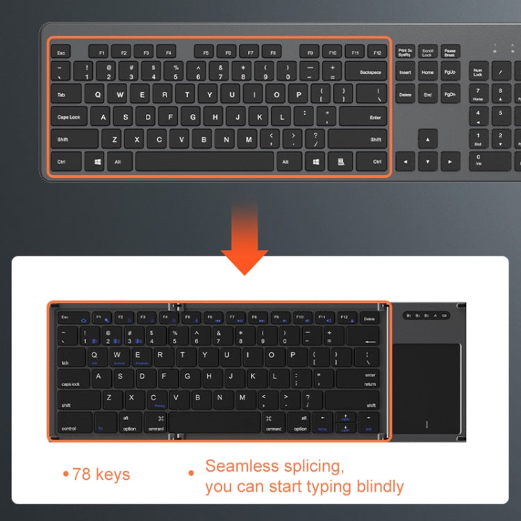 B066T Tri-fold Wireless Bluetooth Keyboard Compatible Multi-system Cell Phone Tablet Keyboard - Wireless Keyboard by buy2fix | Online Shopping UK | buy2fix