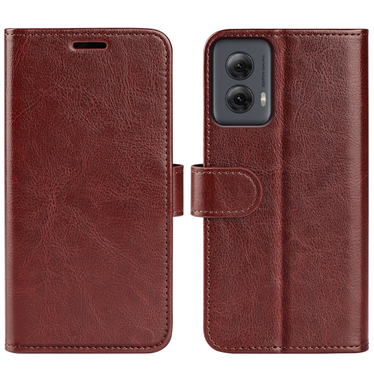 For Motolora Moto G Power 5G 2024 R64 Texture Horizontal Flip Leather Phone Case(Brown) - Motorola Cases by buy2fix | Online Shopping UK | buy2fix