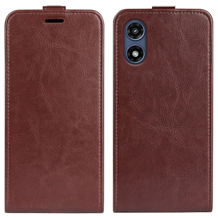 For Motorola Moto G Play 2024 R64 Texture Single Vertical Flip Leather Phone Case(Brown) - Motorola Cases by buy2fix | Online Shopping UK | buy2fix