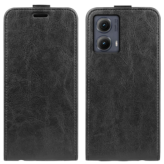 For Motorola Edge 5G 2024 R64 Texture Single Vertical Flip Leather Phone Case(Black) - Motorola Cases by buy2fix | Online Shopping UK | buy2fix