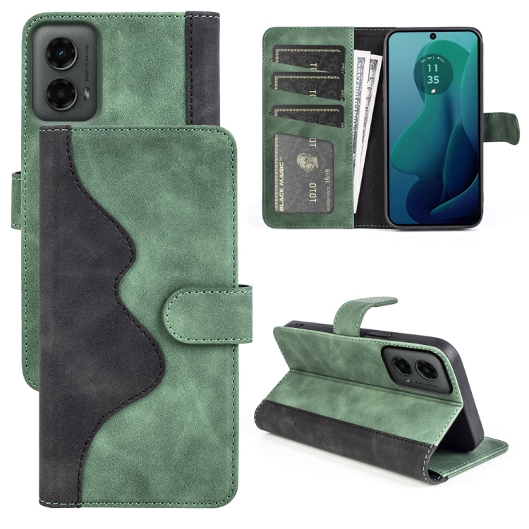 For Motolora Moto G 5G 2024 Stitching Horizontal Flip Leather Phone Case(Green) - Motorola Cases by buy2fix | Online Shopping UK | buy2fix