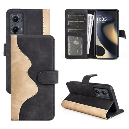 For Motolora Edge 5G 2024 Stitching Horizontal Flip Leather Phone Case(Black) - Motorola Cases by buy2fix | Online Shopping UK | buy2fix