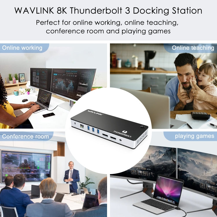 Wavlink UTD21H 60W Host Charging Thunderbolt 3 Docking Station 4K Dual Display 11 in 1 Ports, Plug:US Plug -  by WAVLINK | Online Shopping UK | buy2fix