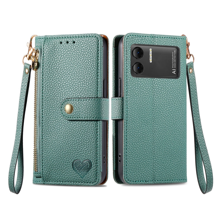 For DOOGEE X98 Pro / X98 Love Zipper Lanyard Leather Phone Case(Green) - Doogee Cases by buy2fix | Online Shopping UK | buy2fix