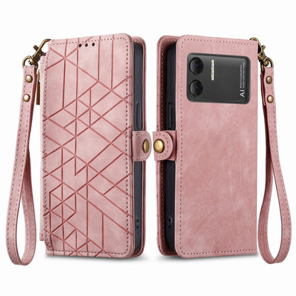 For DOOGEE X98 Pro / X98 Geometric Zipper Wallet Side Buckle Leather Phone Case(Pink) - Doogee Cases by buy2fix | Online Shopping UK | buy2fix