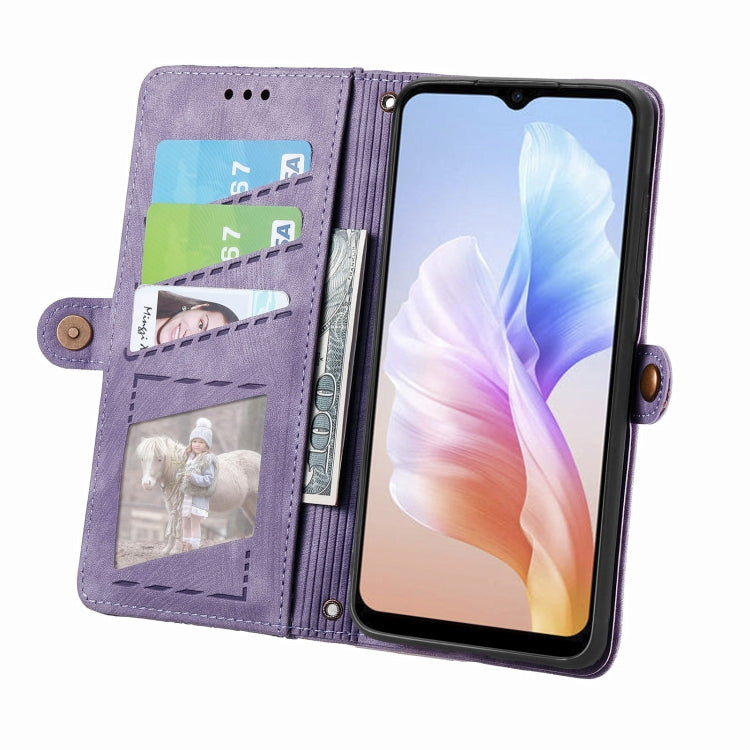 For DOOGEE X98 Pro / X98 Geometric Zipper Wallet Side Buckle Leather Phone Case(Purple) - Doogee Cases by buy2fix | Online Shopping UK | buy2fix