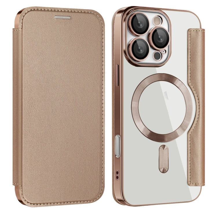 For iPhone 16 Pro Shield MagSafe RFID Anti-theft Leather Phone Case(Desert Gold) - iPhone 16 Pro Cases by buy2fix | Online Shopping UK | buy2fix