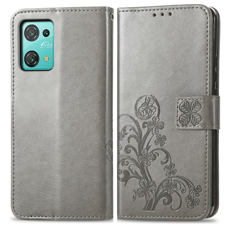 For Blackview Oscal C30 Pro Four-leaf Clasp Embossed Buckle Leather Phone Case(Gray) - More Brand by buy2fix | Online Shopping UK | buy2fix