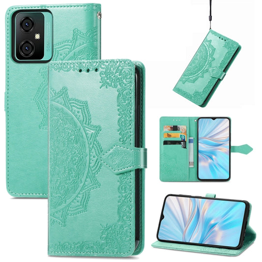 For Blackview C70 Mandala Flower Embossed Leather Phone Case(Green) - More Brand by buy2fix | Online Shopping UK | buy2fix