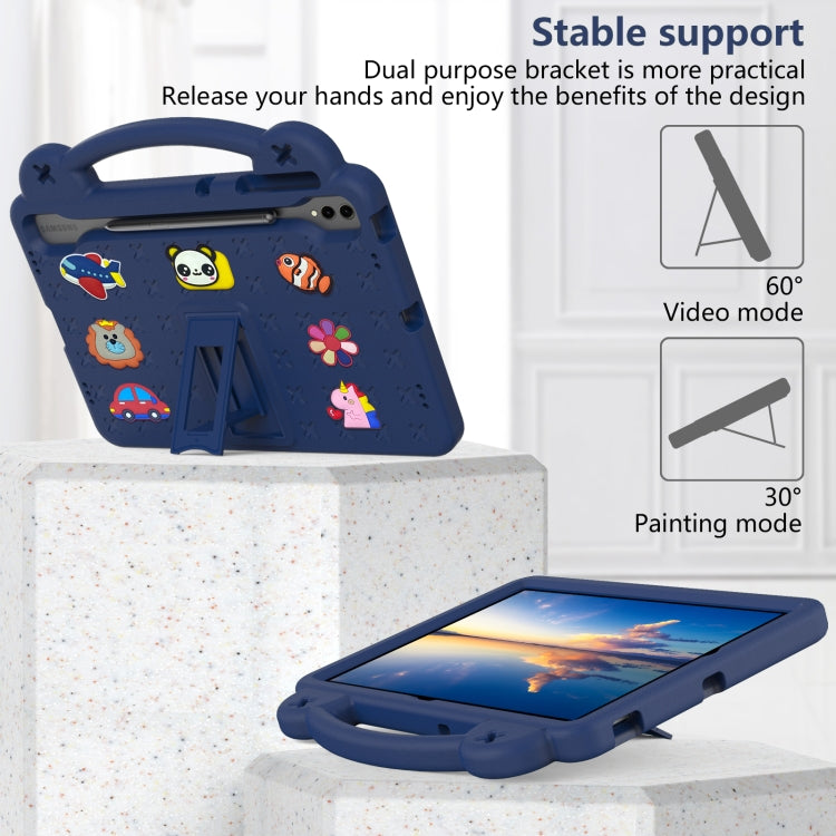 For Samsung Galaxy Tab S8+ 12.4 X800/X806 Handle Kickstand Children EVA Shockproof Tablet Case(Navy Blue) - Galaxy Tab S8+ Cases by buy2fix | Online Shopping UK | buy2fix