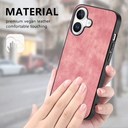 For iPhone 16 Plus Vintage Leather PC Back Cover Phone Case(Pink) - iPhone 16 Plus Cases by buy2fix | Online Shopping UK | buy2fix