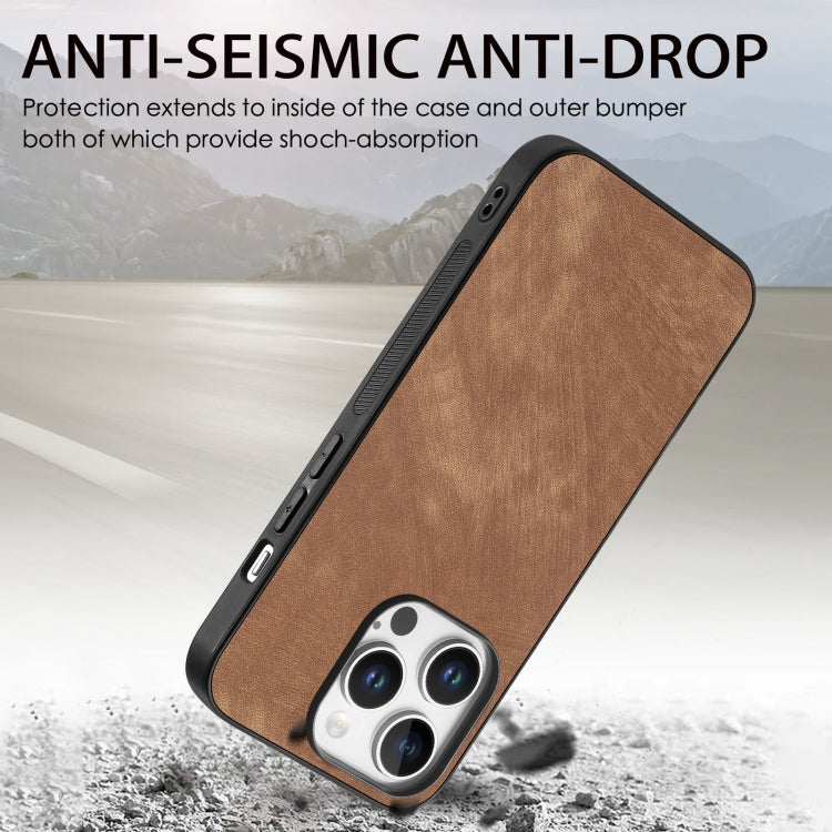 For iPhone 16 Pro Vintage Leather PC Back Cover Phone Case(Brown) - iPhone 16 Pro Cases by buy2fix | Online Shopping UK | buy2fix