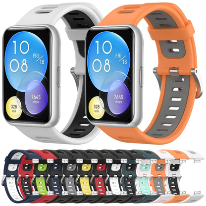 For Huawei Watch Fit Special Edition Two-Color Silicone Watch Band(Orange+Gray) - Watch Bands by buy2fix | Online Shopping UK | buy2fix