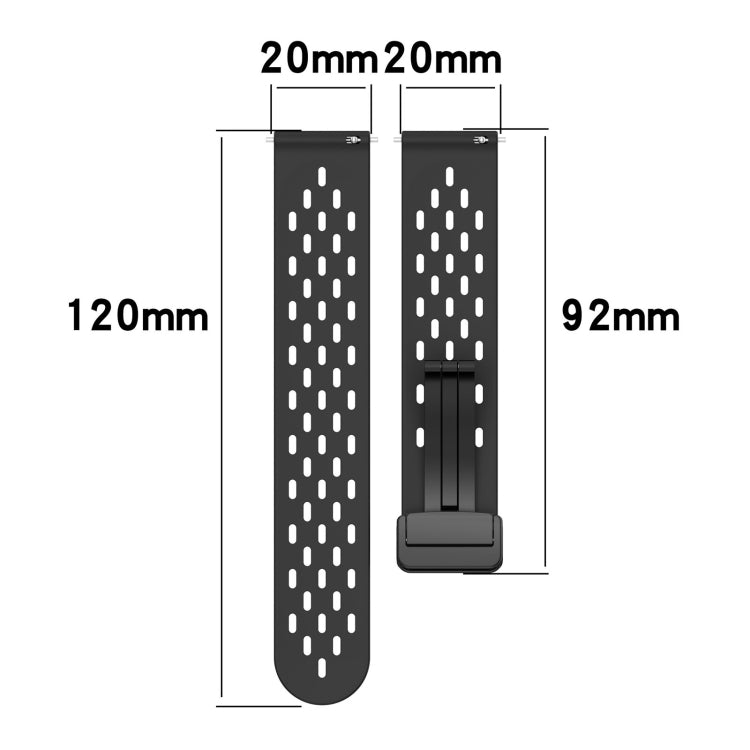 For Amazfit Bip 1S 20mm Folding Magnetic Clasp Silicone Watch Band(Dark Green) - Watch Bands by buy2fix | Online Shopping UK | buy2fix