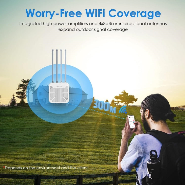 WAVLINK WN573HX1 WiFi 6 AX1800 IP67 Waterproof Outdoor Dual Band Wireless WiFi Routers, Plug:EU Plug - Wireless Routers by WAVLINK | Online Shopping UK | buy2fix