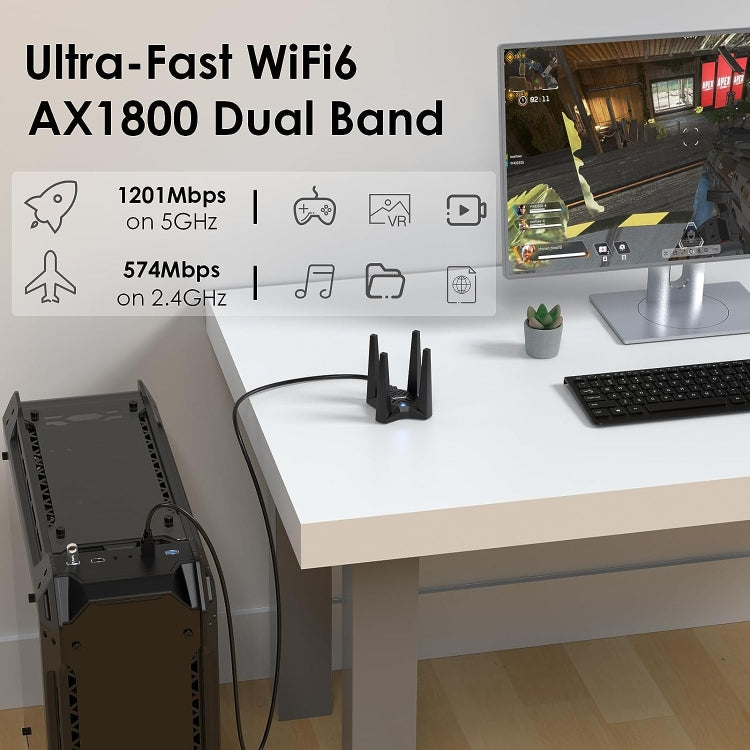 WAVLINK WN693X1 With 4x3dBi High Gain Antenna Magnetic Base AX1800 Dual Band USB WiFi 6 Adapter - USB Network Adapter by WAVLINK | Online Shopping UK | buy2fix