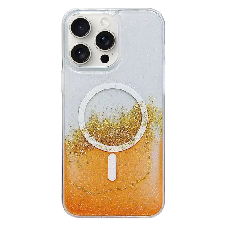 For iPhone 15 Pro MagSafe Gilding Hybrid Clear TPU Phone Case(Orange) - iPhone 15 Pro Cases by buy2fix | Online Shopping UK | buy2fix