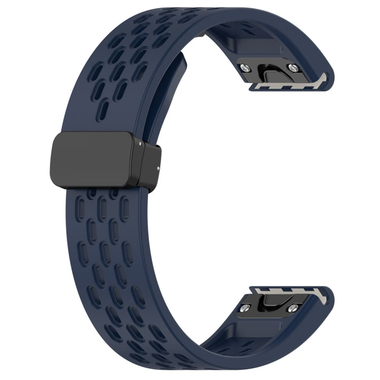 For Garmin Fenix 7S Sapphire Solar 20mm Folding Buckle Hole Silicone Watch Band(Midnight Blue) - Watch Bands by buy2fix | Online Shopping UK | buy2fix