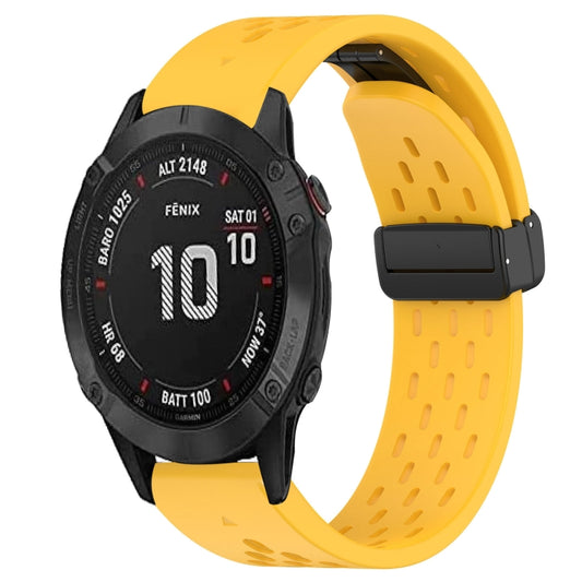 For Garmin Fenix 6S Pro 20mm Folding Buckle Hole Silicone Watch Band(Yellow) - Watch Bands by buy2fix | Online Shopping UK | buy2fix