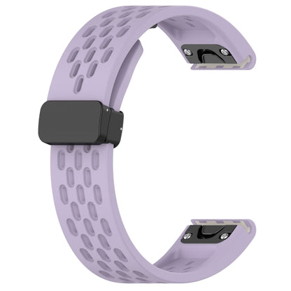 For Garmin Fenix 6S Pro 20mm Folding Buckle Hole Silicone Watch Band(Purple) - Watch Bands by buy2fix | Online Shopping UK | buy2fix