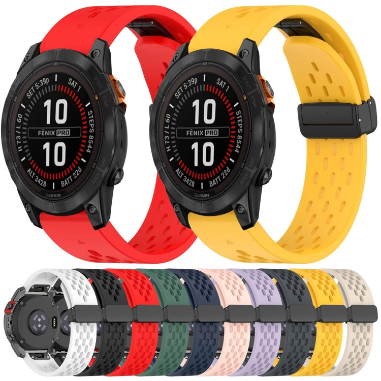 For Garmin Fenix 7S Solar 20mm Folding Buckle Hole Silicone Watch Band(Starlight Color) - Watch Bands by buy2fix | Online Shopping UK | buy2fix