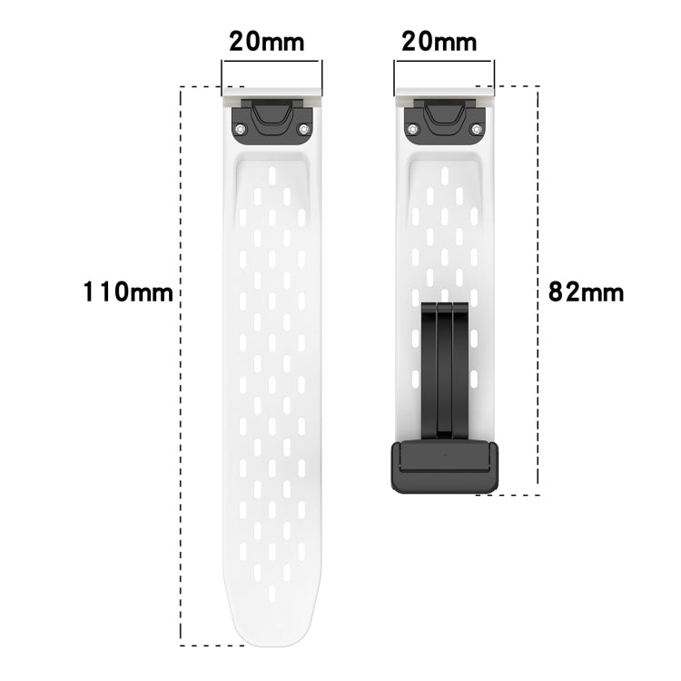 For Garmin Descent Mk3i 43mm 20mm Folding Buckle Hole Silicone Watch Band(White) - Watch Bands by buy2fix | Online Shopping UK | buy2fix