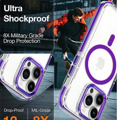 For iPhone 13 Pro Max Dual-color MagSafe TPU Hybrid Clear PC Shockproof Phone Case(Orange) - iPhone 13 Pro Max Cases by buy2fix | Online Shopping UK | buy2fix