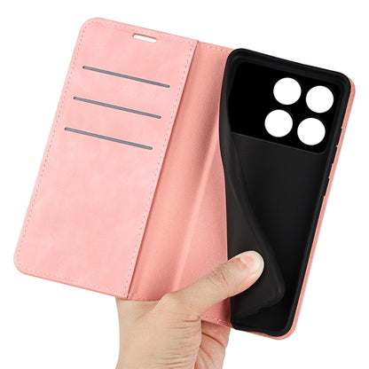 For Xiaomi Redmi K70 Retro-skin Magnetic Suction Leather Phone Case(Pink) - K70 Cases by buy2fix | Online Shopping UK | buy2fix