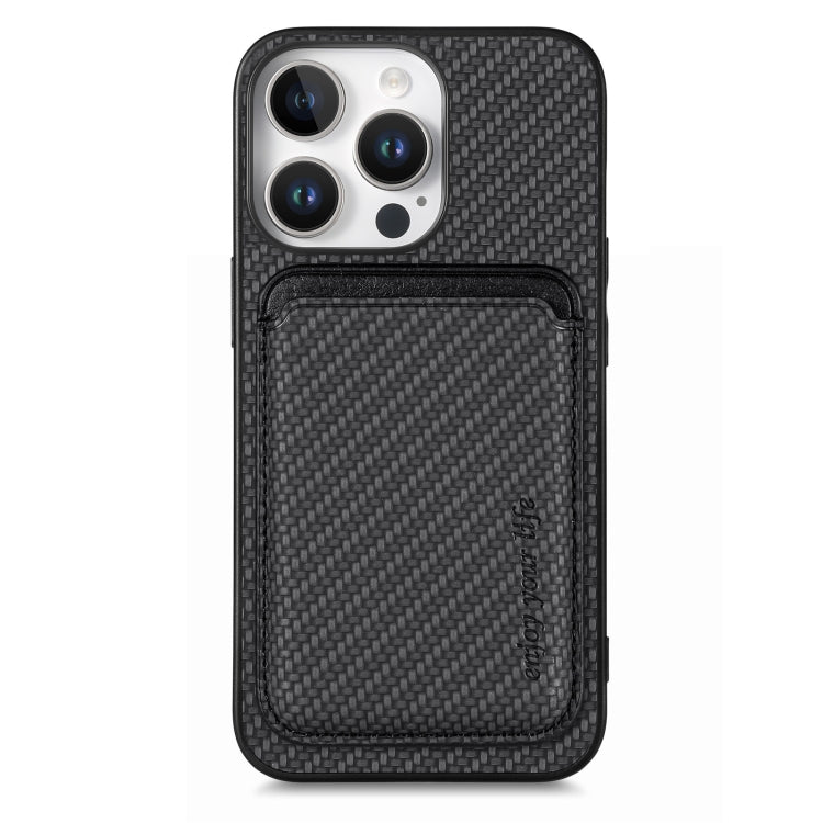 For iPhone 16 Pro Max Carbon Fiber Leather Card Magsafe Phone Case(Black) - iPhone 16 Pro Max Cases by buy2fix | Online Shopping UK | buy2fix