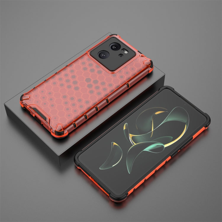 For Xiaomi 13T Pro Shockproof Honeycomb Phone Case(Red) - Xiaomi Cases by buy2fix | Online Shopping UK | buy2fix