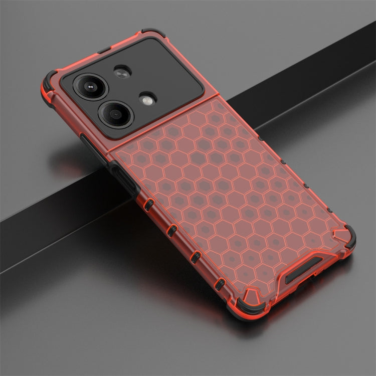 For Redmi Note 13R Pro Shockproof Honeycomb Phone Case(Red) - Xiaomi Cases by buy2fix | Online Shopping UK | buy2fix