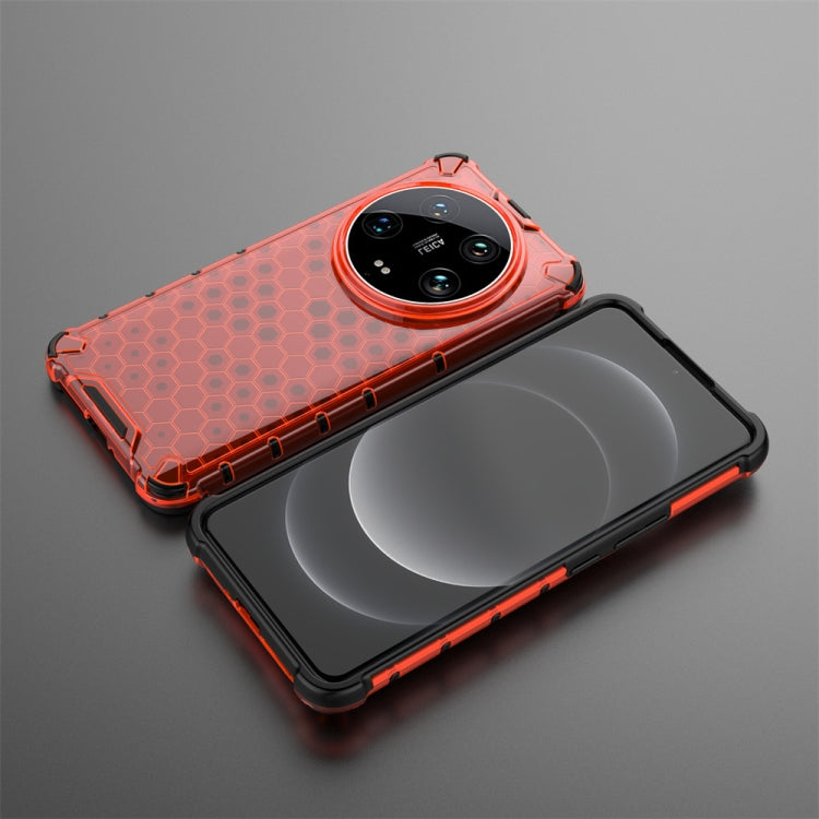 For Xiaomi 14 Ultra Shockproof Honeycomb Phone Case(Red) - 14 Ultra Cases by buy2fix | Online Shopping UK | buy2fix