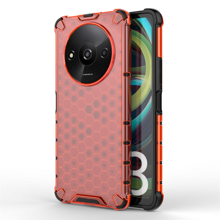 For Xiaomi Redmi A3 Shockproof Honeycomb Phone Case(Red) - Xiaomi Cases by buy2fix | Online Shopping UK | buy2fix