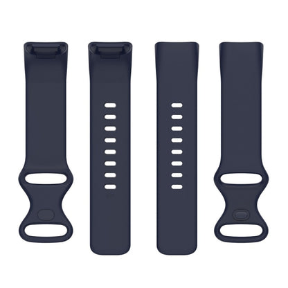 For Fitbit Charge 6 Solid Color Butterfly Buckle Silicone Watch Band, Size:L Size(Dark Blue) - Watch Bands by buy2fix | Online Shopping UK | buy2fix