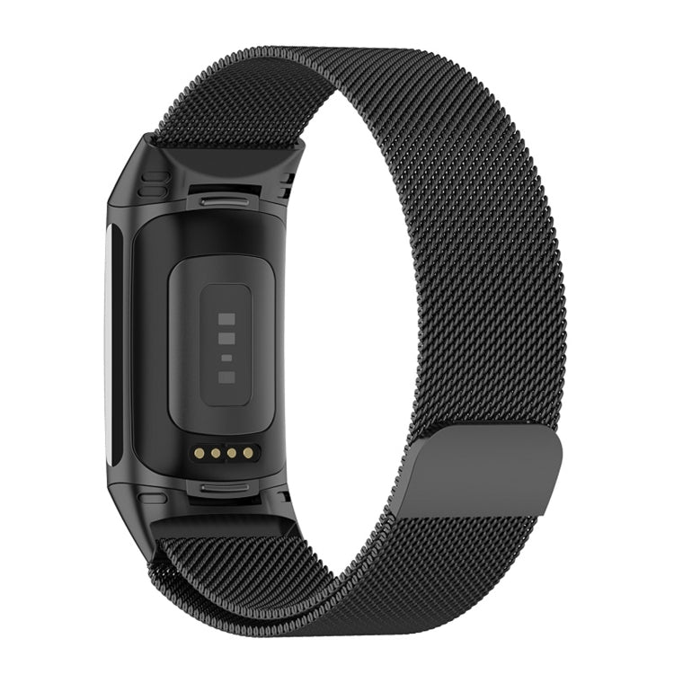 For Fitbit Charge 6 Milan Magnetic Metal Steel Mesh Watch Band(Black) - Watch Bands by buy2fix | Online Shopping UK | buy2fix