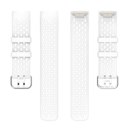 For Fitbit Charge 6 Solid Color Breathable Sports Silicone Watch Band(White) - Watch Bands by buy2fix | Online Shopping UK | buy2fix