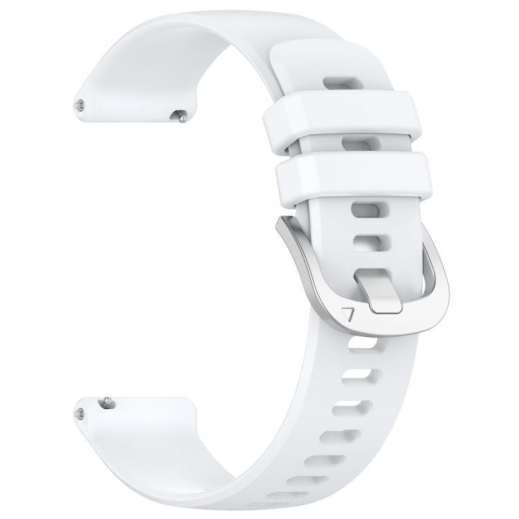 For Garmin Forerunner 255S Music / 255S Liquid Glossy Silver Buckle Silicone Watch Band(White) - Watch Bands by buy2fix | Online Shopping UK | buy2fix