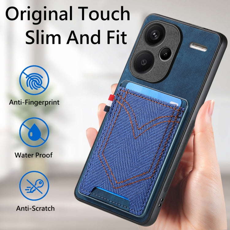 For Xiaomi Redmi Note 13 Pro+ Denim Texture Leather Skin Phone Case with Card Slot(Blue) - Note 13 Pro+ Cases by buy2fix | Online Shopping UK | buy2fix