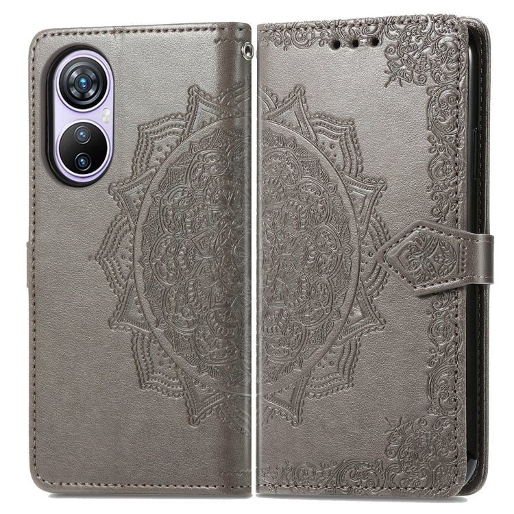 For Blackview A200 Pro Mandala Flower Embossed Leather Phone Case(Gray) - More Brand by buy2fix | Online Shopping UK | buy2fix