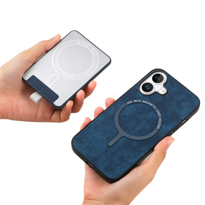 For  iPhone 16 Retro Splitable Magnetic Card Bag Leather Phone Case(Blue) - iPhone 16 Cases by buy2fix | Online Shopping UK | buy2fix