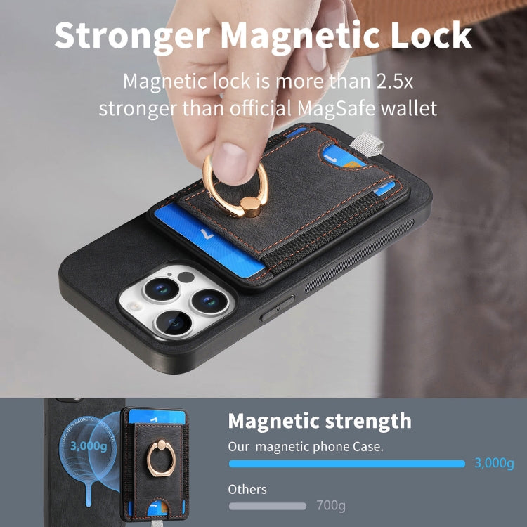 For iPhone 16 Pro Max Retro Splitable Magnetic Card Bag Leather Phone Case(Black) - iPhone 16 Pro Max Cases by buy2fix | Online Shopping UK | buy2fix