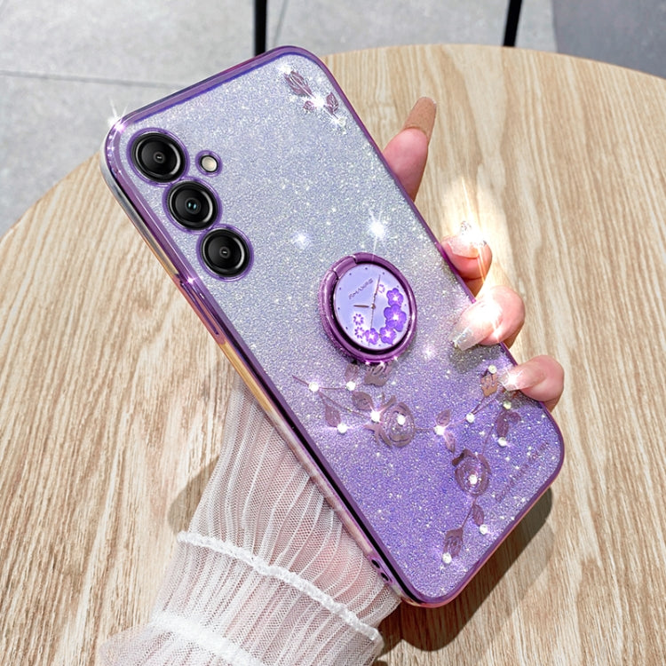 For Samsung Galaxy S25 Ultra 5G Gradient Glitter Immortal Flower Ring All-inclusive Phone Case(Purple) - Galaxy S25 Ultra 5G Cases by buy2fix | Online Shopping UK | buy2fix