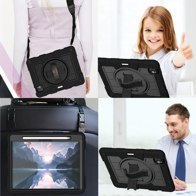 For iPad Pro 11 2024 Silicone Hybrid PC Shockproof Tablet Case with Shoulder Strap(Black) - iPad Pro 11 2024 Cases by buy2fix | Online Shopping UK | buy2fix