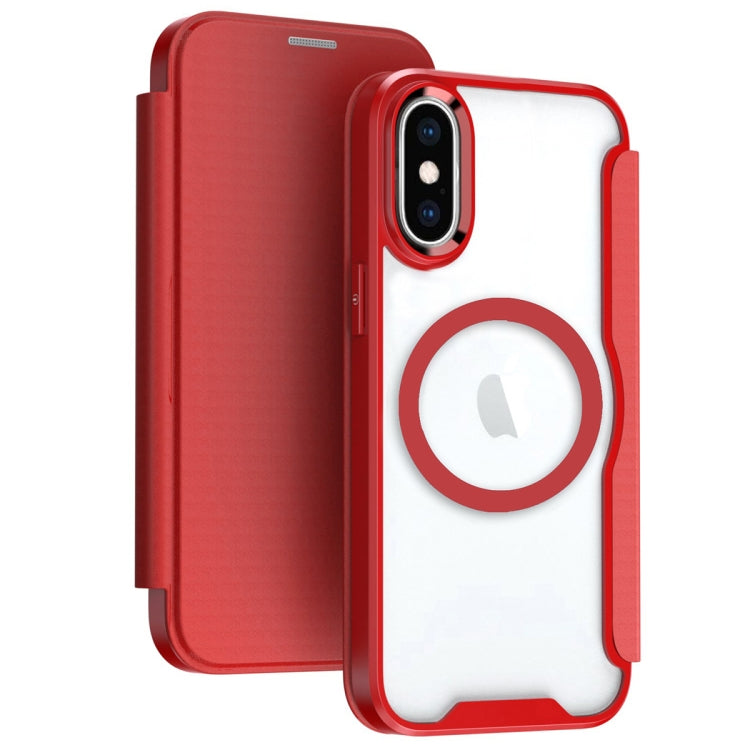 For iPhone XS Max MagSafe RFID Blocking Adsorption Flip Leather Phone Case(Red) - More iPhone Cases by buy2fix | Online Shopping UK | buy2fix