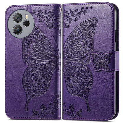 For Blackview Shark 8 Butterfly Love Flower Embossed Leather Phone Case(Dark Purple) - More Brand by buy2fix | Online Shopping UK | buy2fix