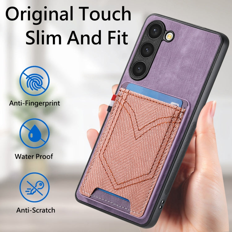 For Samsung Galaxy S25 Ultra 5G Denim Texture Leather Skin Phone Case with Card Slot(Purple) - Galaxy S25 Ultra 5G Cases by buy2fix | Online Shopping UK | buy2fix